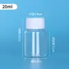Botella de plástico de 30 ml/50 ml, botella cuadrada pequeña, botella dispensadora con tapa de cápsula transparente, botella pequeña de PET de grado alimenticio de boca ancha para medicamentos