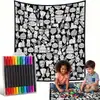 Manta multifuncional, dibujada a mano, en blanco y negro, para uso doméstico, adecuada para siestas, venta al por mayor, con dibujos lineales, diseños casuales, DIY y creativos