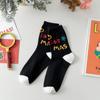 Meias de Natal meias infantis de tamanho médio outono e inverno meias vermelhas do ano de nascimento meias fofas de desenho animado homem de gengibre boneco de neve Papai Noel
