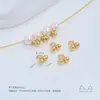 Estrela, lua, trevo de quatro folhas, peixinho, contas espaçadoras, pingente redondo com garra, banhado a ouro 14K em cobre, acessórios de joias DIY feitos à mão