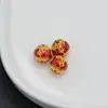 Oro Mate de 18 Quilates que Conserva el Color Cloisonné Esmalte Azul Quemado Cuentas Redondas Cuentas Espaciadoras DIY Pulsera de Bola de Flores Pulsera Accesorios de Joyería Azules
