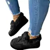 Zapatos de Algodón con Lazo Transfronterizos para Mujer algodón y engrosamiento Casual de Caña Baja Cabeza Redonda Boca Esponjosa Zapatos de Gamuza