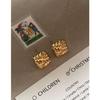 Q pendientes exquisitos estilo dinero antiguo pequeño diseño de torsión tridimensional forma cuadrada pequeña sensación única llenos de pin 92 H8-1