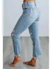 Jeans Feminino Rasgado de Alta Qualidade Europeu, Americano e do Sudeste Asiático Jeans Reto Solto Feminino Aliexpress Amazon