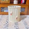 Porta-canetas de Plástico com Imitação de Rattan em Desenho Animado Simples Oco Caixa de Armazenamento para Mesa de Estudante Balde de Canetas para Papelaria de Escritório