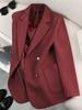 Abrigo de lana roja para mujer, primavera y otoño 2024, nuevo estilo, traje informal pequeño, elegante, holgado, pequeño.