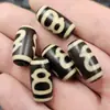 Grânulos Dzi de Caráter de Lama Grânulos Soltos de Jade Ágata Preta e Branca Passe-partout Acessórios para Joias Pulseira Colar Grânulos de Jade Feitos à Mão