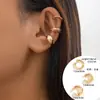 Pendientes de Clip Metálicos Brillantes con Forma de Gota de Agua Inspirados en el Diseño Transfronterizo Europeo y Americano, Pendientes de Aro Geométricos Lisos Plegados Únicos