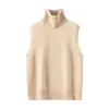 Nueva colección de otoño e invierno: cuello semi-alto, engrosado, abotonado 35 chaleco de cachemira, top de punto básico para mujer, chaleco de cachemira