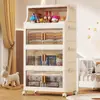 Gabinete de Almacenamiento con Puertas Dobles Engrosadas, Caja de Almacenamiento para Snacks y Juguetes, Caja de Almacenamiento Misceláneo para Dormitorio con Ruedas, Gabinete Organizador, Gabinete de Almacenamiento