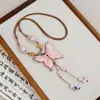 Collar Largo de Cuerda Trenzada con Cuentas de Cerámica Bohemia Coloridas y Estrella de Mar para Mujer, Estilo Étnico Retro