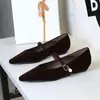 3686-K205 Zapatos Elegantes de Estilo Coreano para Mujer para el Trabajo, Punta Fina, Boca Baja, Correa de Perlas, Tacón Bajo, Tacón de Cuña Zapatos para Mujer