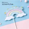 Celebridad de Internet Feliz Arcilla Suave Pastel de Cumpleaños Arcoíris Decoración Globo Colorido Vela Colorida Horneado Feliz Cumpleaños Enchufe
