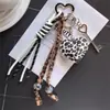 Llavero de Corazón de Cuero con Estampado de Leopardo Retro Personalizado Miu para Mujer, Accesorios de Joyería para Bolso, Colgante para Llaves