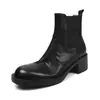 Botines Chelsea de piel genuina para mujer, nueva colección otoño/invierno, con punta redonda, tacón medio grueso y un diseño moderno.