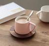 Taza de Café y Base de Madera Simple de Estilo Nórdico, Posavasos de Madera Sólida, Almohadilla Aislante de Calor Redonda de Haya Nogal Estilo Japonés de Doble Propósito