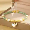 Pulsera de Bambú de Plata de Ley S925 Sanshengyouxing para Mujer, Lujo Accesible Pulsera de Jade Hetian de Nicho como Regalo para Novia
