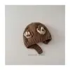 Chapéu de Lã Tricotado de Inverno para Bebê Desenho Animado Acolchoado Quente Super Fofo Laço Chapéu Tricotado com Proteção para Orelhas