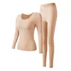 Camellia Fragancia Piel Bella Cinturón para Ropa con Copas Set de Capa Base Invisible Sin Costuras Cálido Ropa Interior de Manga Larga Conjunto de Otoño
