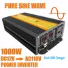 Inversor de Onda Pura 500W800W1000W1300W 12V para 220V Carro Solar Duplo USB Display