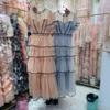 Vestido de Banquete Transfronterizo Europeo y Americano 2025 Malla de Manga Corta Lunares Bordado Vestido de Pastel en Capas