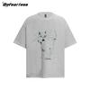 Camiseta de Manga Corta Gatito Sorprendido Estilo Retro Americano Verano para Hombre y Mujer Marca de Tendencia Holgada Casual Versátil Top de Media Manga para Pareja