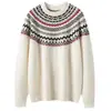 Suéter de Punto de Lana Cachemir Estilo Retro Francés con Cuello Redondo para Mujer, Suave y Acogedor