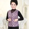 Chaleco de otoño e invierno para mujeres de mediana edad y mayores, chaqueta chaleco acolchada de algodón ajustada para madre, chaleco de plumón cálido para abuela, algodón floral, clip de caballo