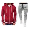 Novo Suéter Casual com Zíper e Capuz Jaqueta Cardigan Colorblock Masculino Conjunto