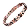 Pulsera Magnética Popular de Metal Antiguo de Cobre Rojo Transfronteriza Europea y Americana para Hombres, Pulsera de Pareja Magnética Completa Ancha Vintage Ajustable