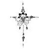 Artículo Popular Transfronterizo: Pegatina de Tatuaje Temporal Simple Floral Sol, Luna y Estrella Tira de Columna Vertebral Baja Cintura Multipatrón Tatuaje Tótem Línea de Dedos