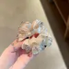 Goma para el pelo de satén Dongdaemun con delicados abalorios de cristal, moderna y sencilla, versátil para coletas y moños