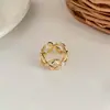 Anillo Vintage Geométrico de Piedra Natural Estilo Francés para Mujer, Colección de Anillos Abiertos de Diseño de Nicho, Accesorio de Joyería para Dedo Índice