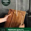 Tabla de cortar de madera de acacia con bandeja de ranura para jugos engrosada para uso doméstico, adecuada para cortar verduras, queso, pan y alimentos cocidos