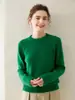 Suéter Básico de Cachemir Grueso de Doble Hilo con Cuello Redondo para Mujer Otoño e Invierno Versátil Holgado de Cachemir Suéter de Manga Larga Suéter Base