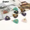 Wt-P2021 Triángulo Geométrico Piedra Preciosa de Colores Circonio de Colores Incrustado Colgante Pequeño Pendientes Hechos a Mano para DIY Accesorios de Joyería