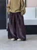 Calça de Veludo Cotelê Estilo Coreano ZhiLi Caimento Relaxado Para Crianças Pequenas e Médias Calça Wide Leg Design de Bolso Aplicado Outono Inverno Calça de Veludo Cotelê Listrada