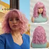 Amazon comercio exterior transfronterizo moda peluca tocado color medio y largo cabello rizado tocado corto volumen multicolor peluca