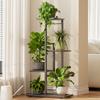 Estante para Flores de Piso Escalonado de Múltiples Capas para Interior y Exterior Removible de Hierro Estante para Macetas con Ruedas Estante para Flores para Balcón