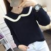 Malha Feminina com Gola Boneca Pequena Malha Feminina Estilo Curto Transfronteiriço Novo Estilo Quente Roupa Externa Estilo Curto com Lapela Top