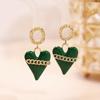Pendientes Verdes de Amor Estilo Coreano Pendientes de Alto Temperamento Estilo Mori Estilo Coreano Diseño Famoso en Internet Pendientes Versátiles Estilo Genial