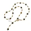 Collar de Hoja con Piedra Ojo de Tigre y Perlas Maillard para Mujer Versátil Europeo y Americano Collar Largo de Lujo Ligero Nicho de Gama Alta para Mujer