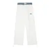 Calça Casual de Outono com Costura Dupla na Cintura Falsa de Duas Peças para Homens e Mulheres Retrô Americano Esporte Secagem Rápida Reta Ferramenta Calça Paraquedas
