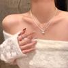 Collar de Doble Capa Corazón Escarchado Colgante de Corazón Cadena para Suéter Diseño Nicho Lujo Ligero Moda Versátil Gargantilla en Capas