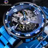 Reloj forsining moda para hombre casual clásico popular hueco pedrería manual reloj mecánico entrega de una pieza