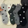 Calcetines de Otoño e Invierno para Mujer, Calcetines de Media Pantorrilla, Calcetines Japoneses para Mujer, Calcetines Largos Grises con Lazo de Angora Rojo de Cintura Media, Calcetines Calientes para Mujer