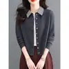Cárdigan de Punto Patchwork a Cuadros con Solapas para Mujer Primavera 2026 Nuevo Corto de Alta Calidad Suéter Abrigo con Temperamento