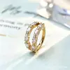 Aretes de anillo brillantes de doble capa con corte marquise de aleación de titanio F136 en dorado, Aretes para piercing labial de titanio G23 con rosca interna y circonita