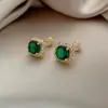 Nuevos Pendientes de Calabaza Turquesa Texturizados de Moda, Estilo Nicho, Exquisitos Pendientes de Trébol de Cuatro Hojas, Pendientes de Lujo Ligero y de Gama Alta