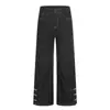 K5606 Retro Americano Estilo Vintage Calle Alta Mezclilla Cruda Hebilla de Avión Diseño Unisex Jeans Acampanados para Hombre